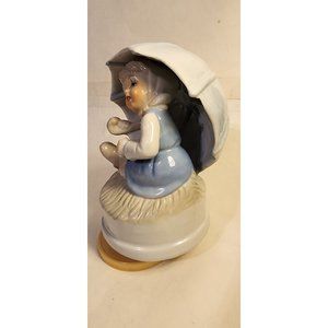 Rare Duncan Royal Fine Porcelain-Girl With Umbrella  Musical Figurine
